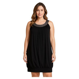 Valery Bertinelli Black Coctail Party Dress Short Beaded Sheath Sleeveless Sz 4